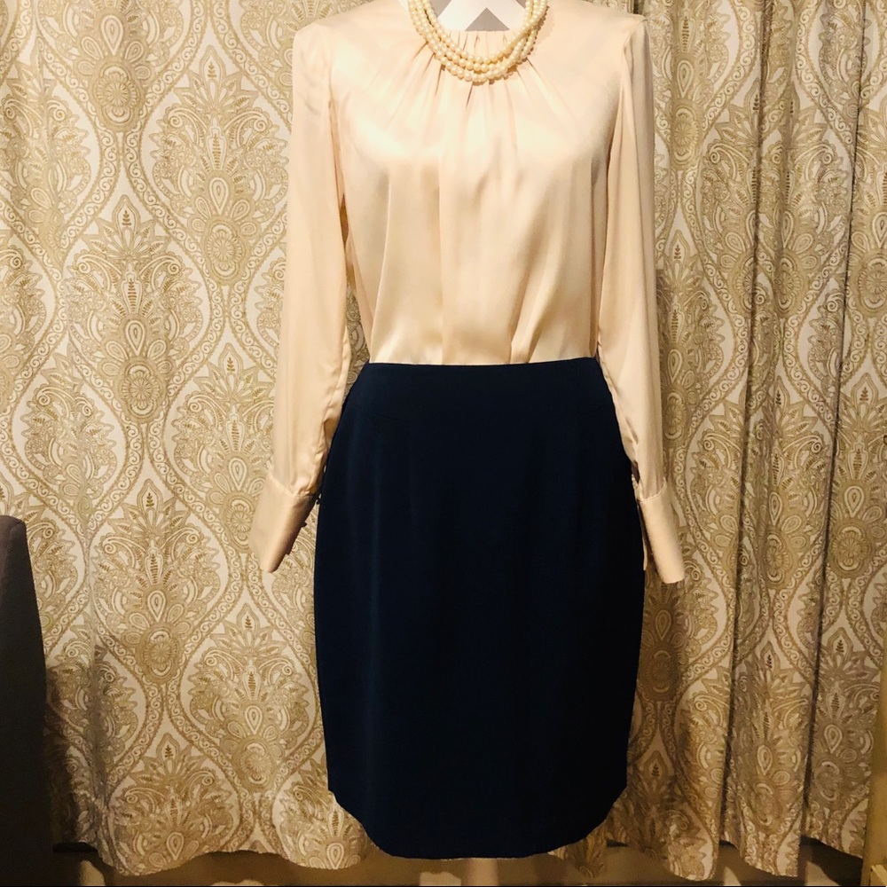 Elegant navy pencil skirt by Lord & Taylor